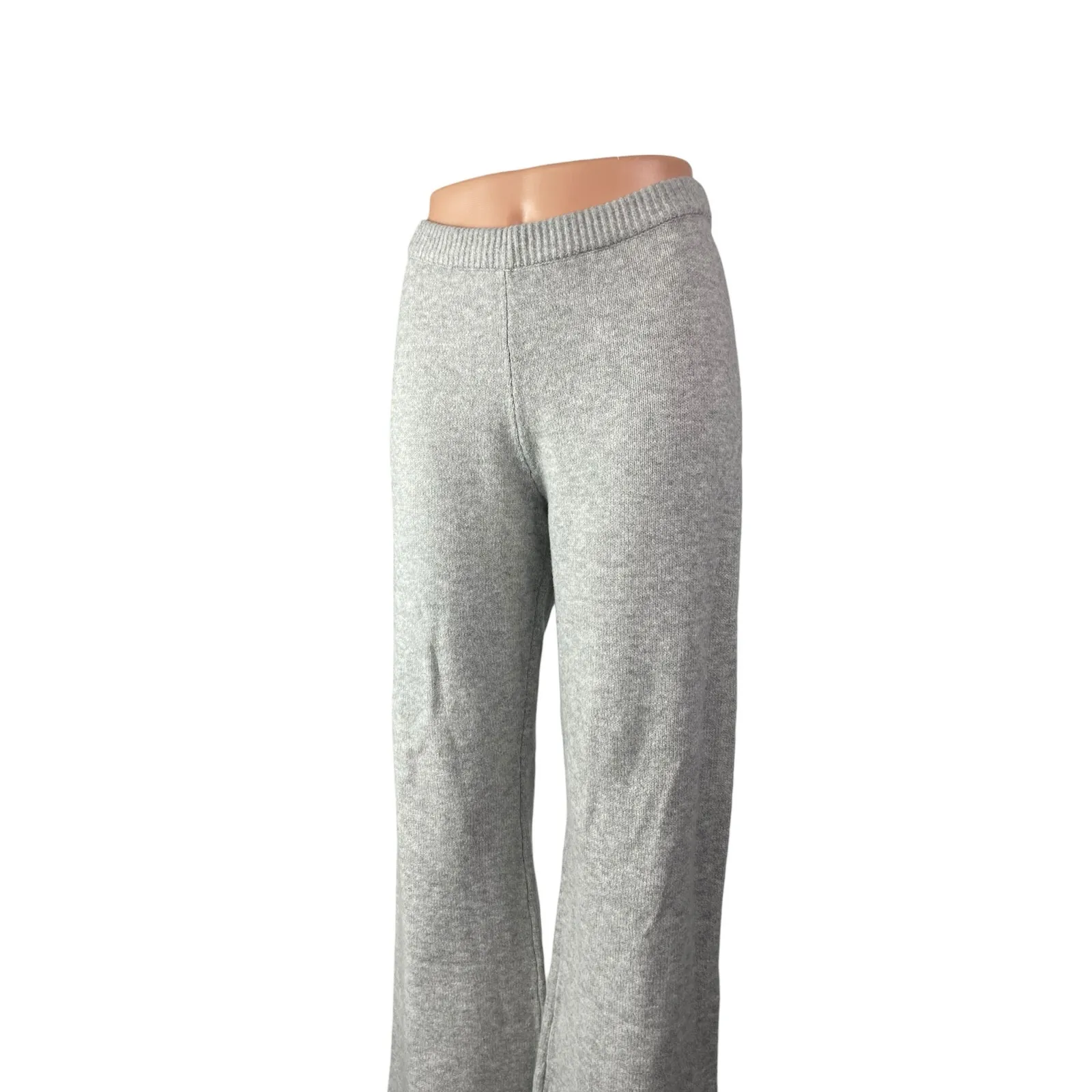 Gap Women's Gray High Waisted Wide Leg Flare Trousers Knit Lounge Pants Size M - Image 2