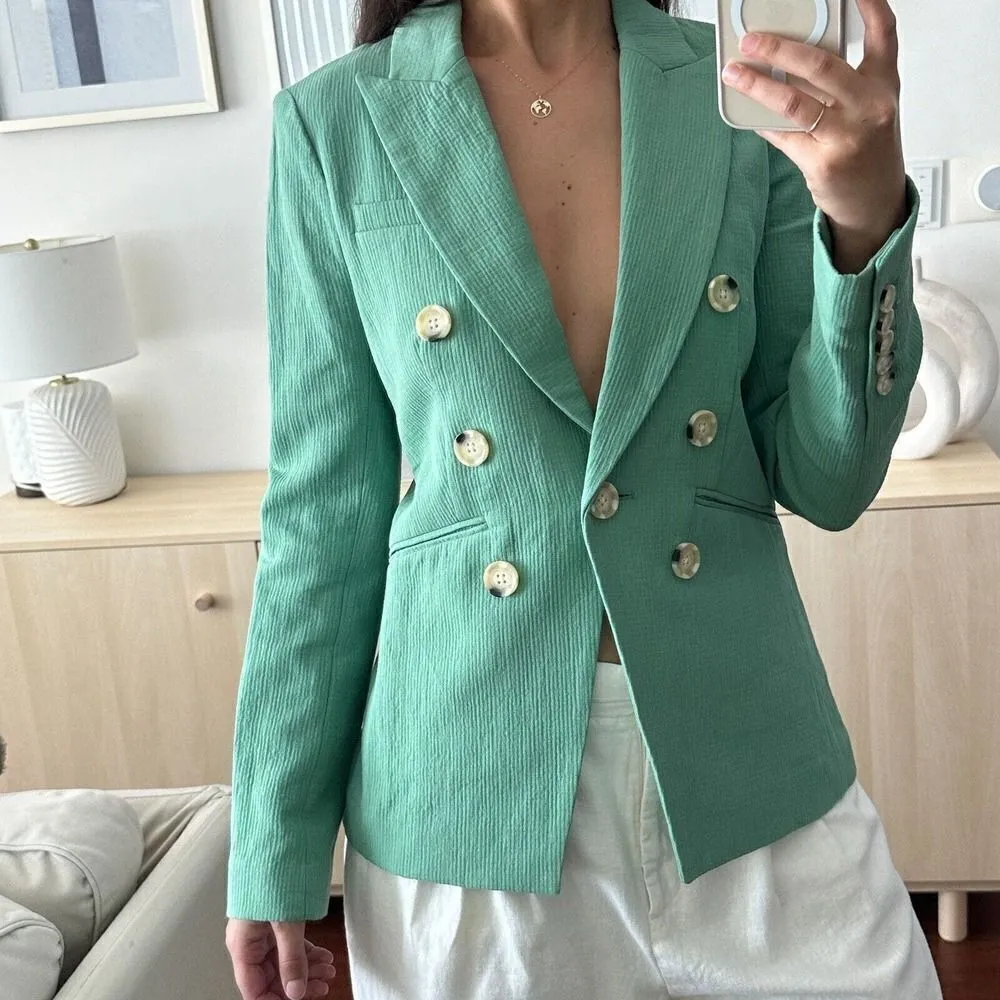 NWT Veronica Beard Jacket Womens 2 Emsley Double Breasted Linen Blend Blazer - Image 4