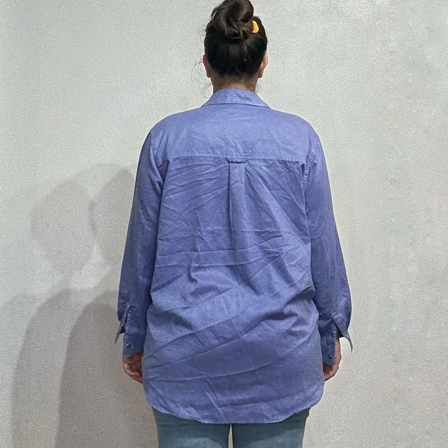 Chico's Design Blue Suede Long Sleeve Button Up Blouse Sz 2/L Size L - Image 11