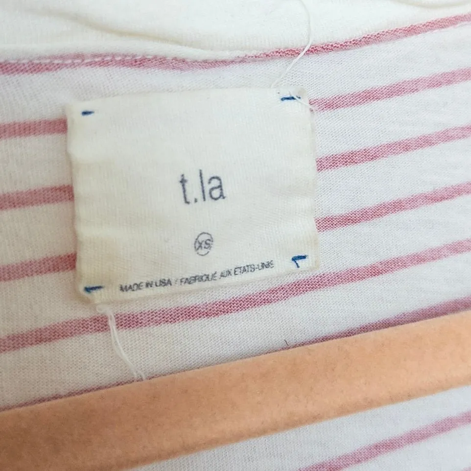 Anthropologie t.la Striped Henley Long Sleeve Shirt Size XS Red White Parisian - Image 4