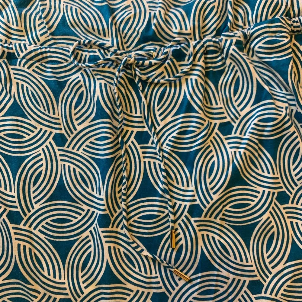 Banana Republic dress Size Large teal and white sleeveless tie waist dra… - Image 2