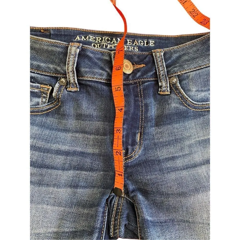 American Eagle Midi Super Stretch Cut Off Shorts Beach Vacation Summer - Image 7