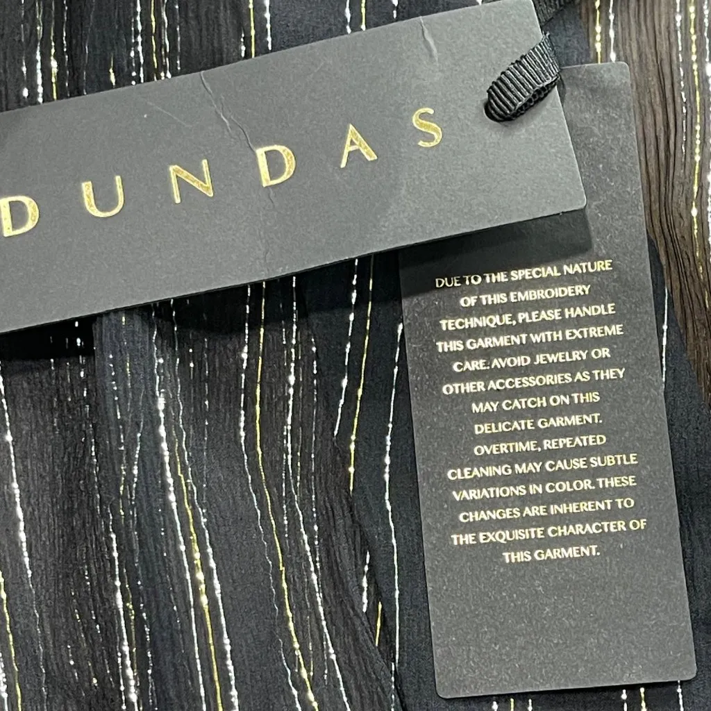 Dundas Silk Lurex Stripe Dress Women's Size XXS/XS (Italy 38) Flowing Kaftan NEW Black - Image 10