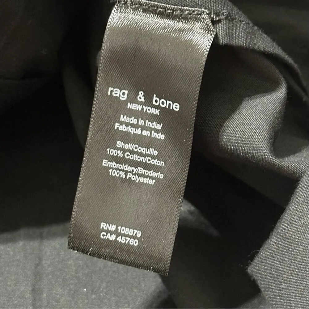 Rag & Bone Women’s S Black Cotton Jade Eyelet Cutout Popover Blouse Shirt Top - Image 9