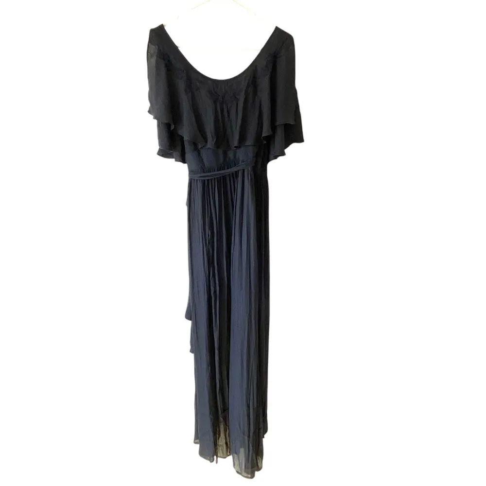 Free People NWTs Fiona Midnight Blue Navy Wrap Maxi Dress size small - Image 7
