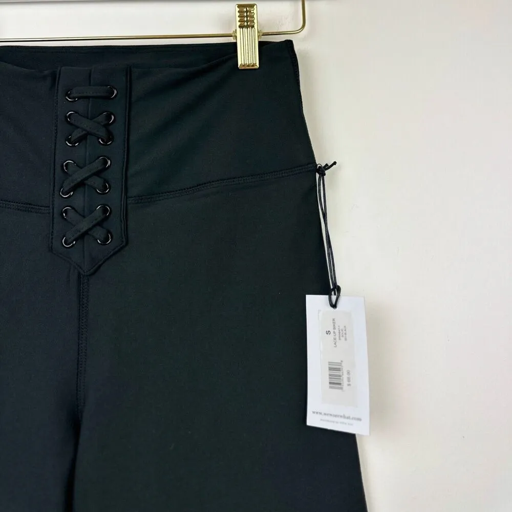 WeWoreWhat Lace Up Biker Shorts Black Revolve Athleisure Minimalist Small NWT - Image 6