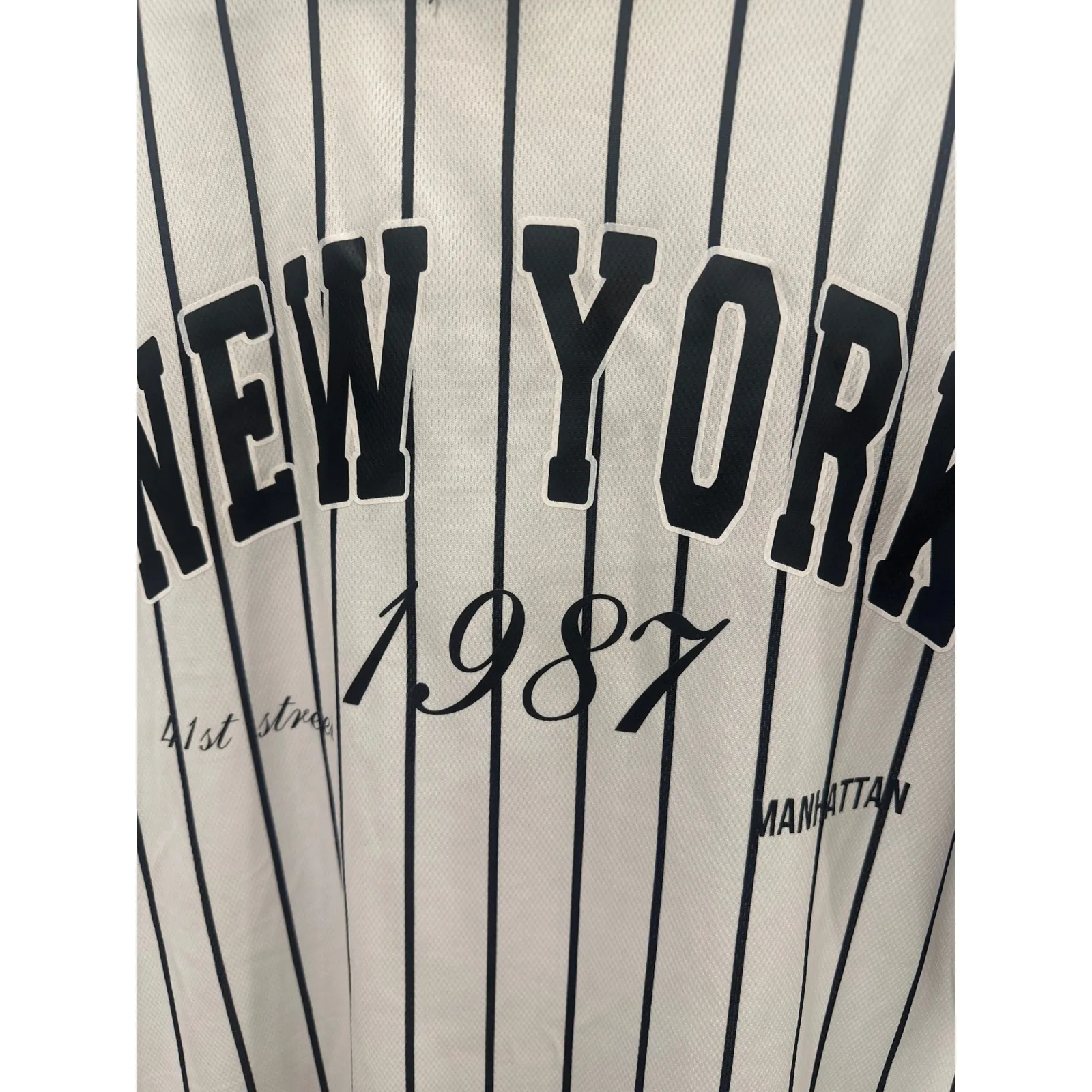 Harper Ivy New York Baseball Jersey Top White Black Pinstripe Size L casual Size L - Image 8