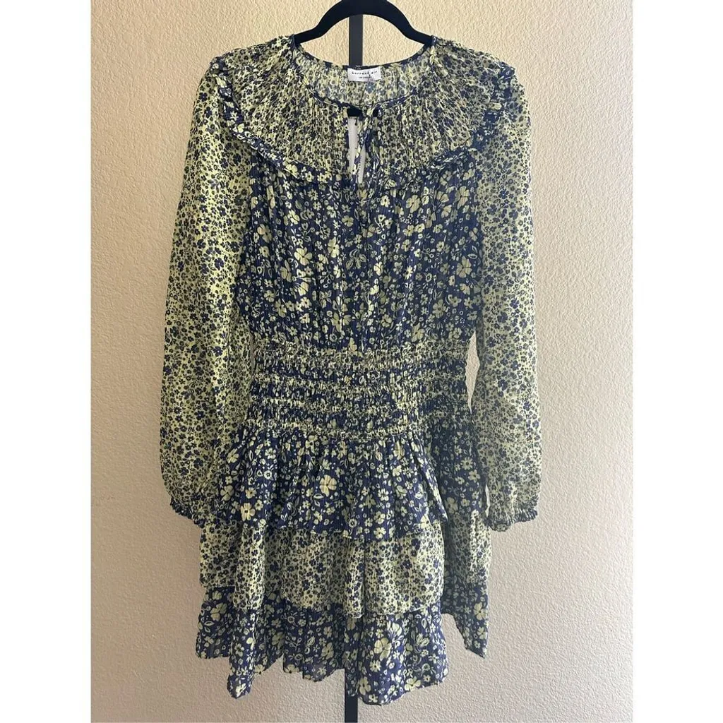 Anthropologie Current Air Floral Ruffled Tiered Bobo Mini Dress Size S - Image 4