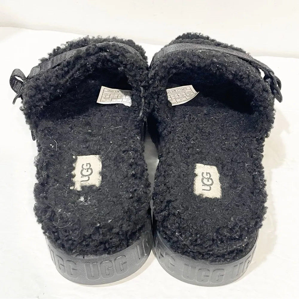 Ugg Size 6 Fluffita Shearling Platform Slide Slippers Sandals in Black - Image 4