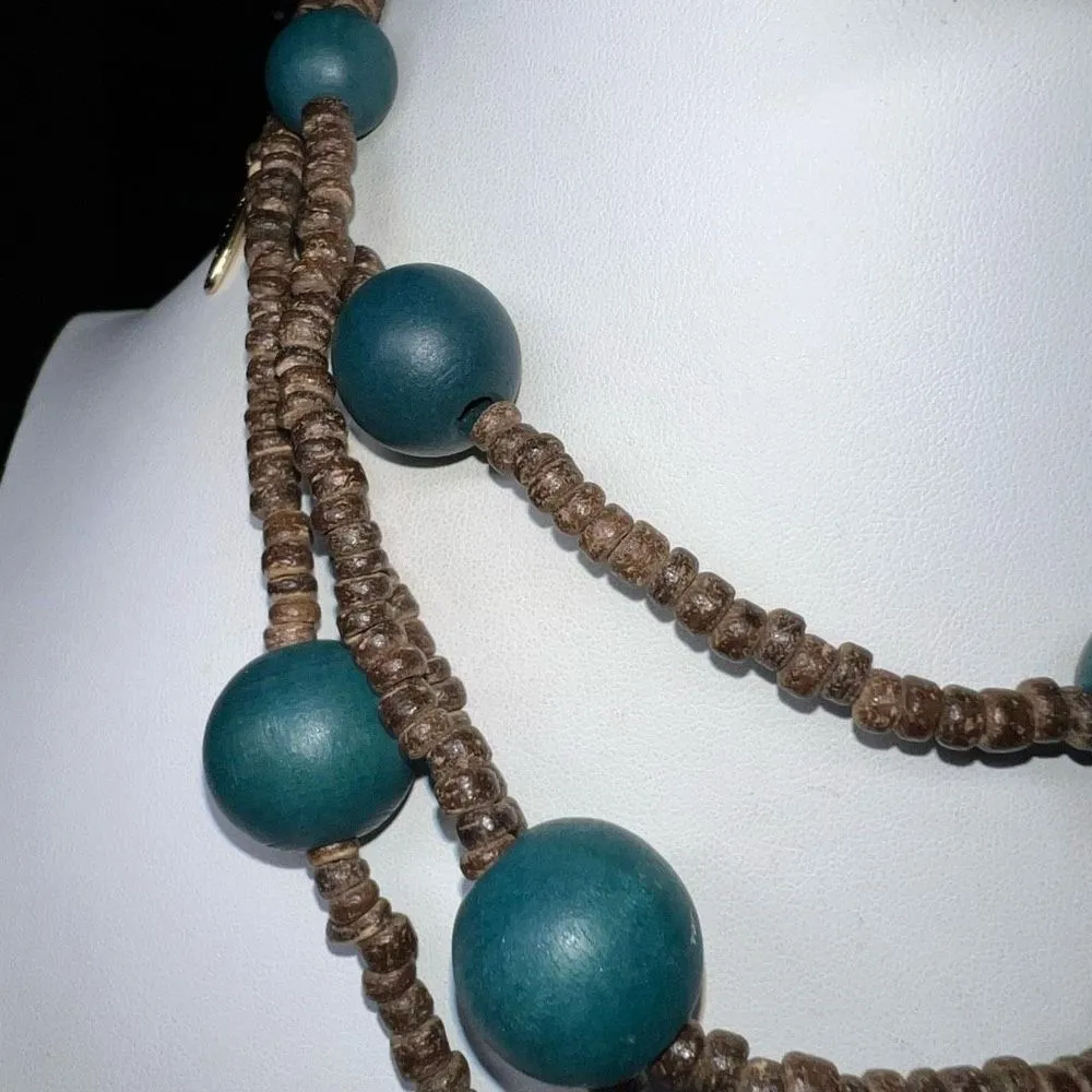 Plunder Wood‎ Bead Necklace and Earring Set Brown - Image 4