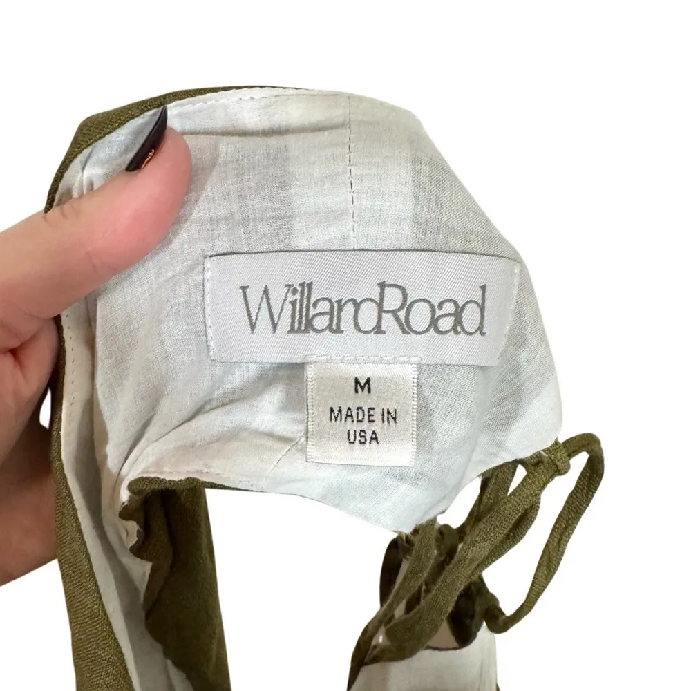 Willard Road Kayleigh 100% Linen Cutout Mini Dress in Seaweed Green Size M - Image 10