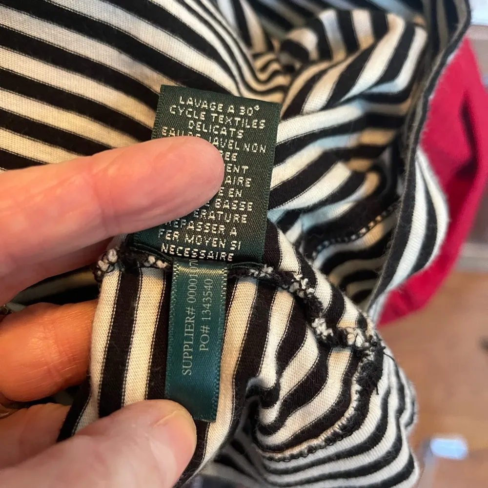 Ralph Lauren black and white striped 3/4 length sleeve with black stripe sleeve - Image 8