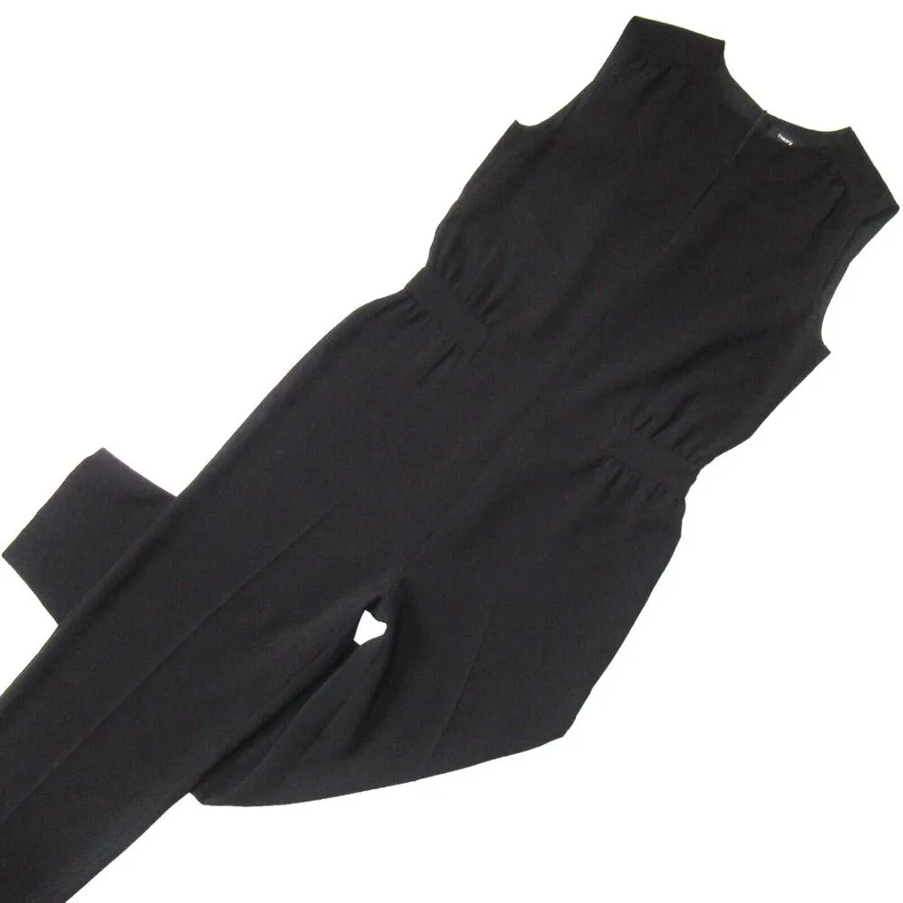 NWT Theory Shirred Jumpsuit in Black Classic Crepe Keyhole Neck Jumpsuit 6 - Image 3