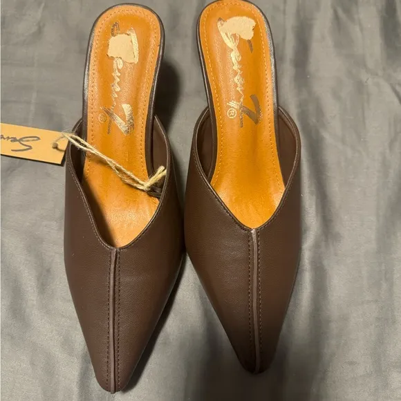 Seven7  Chocolate Brown Pointed Mules - Image 2