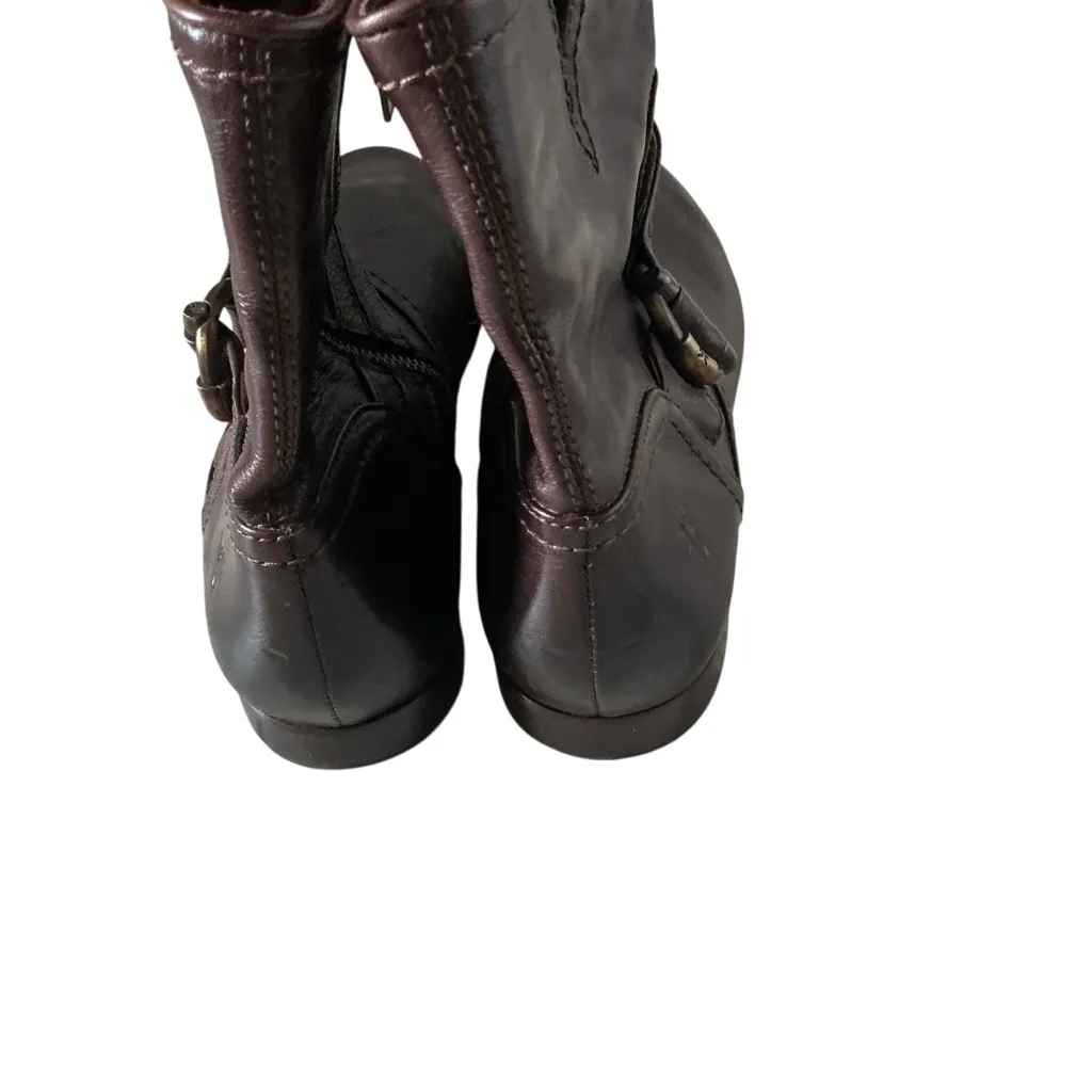 Frye Jillian toggle short biker boots rich brow leather size 10 - Image 3