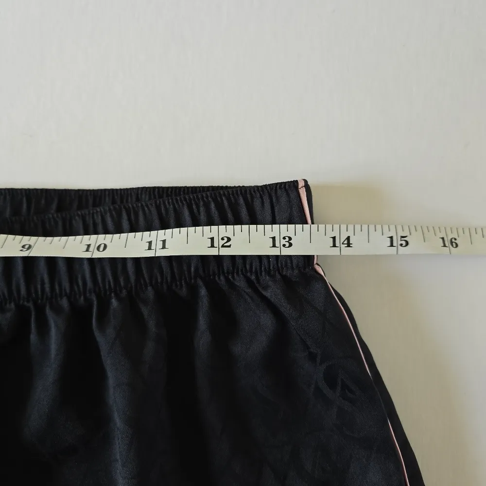 Victoria's Secret Black Satin Jacquard Monogram Pajama Shorts Size Small - Image 3
