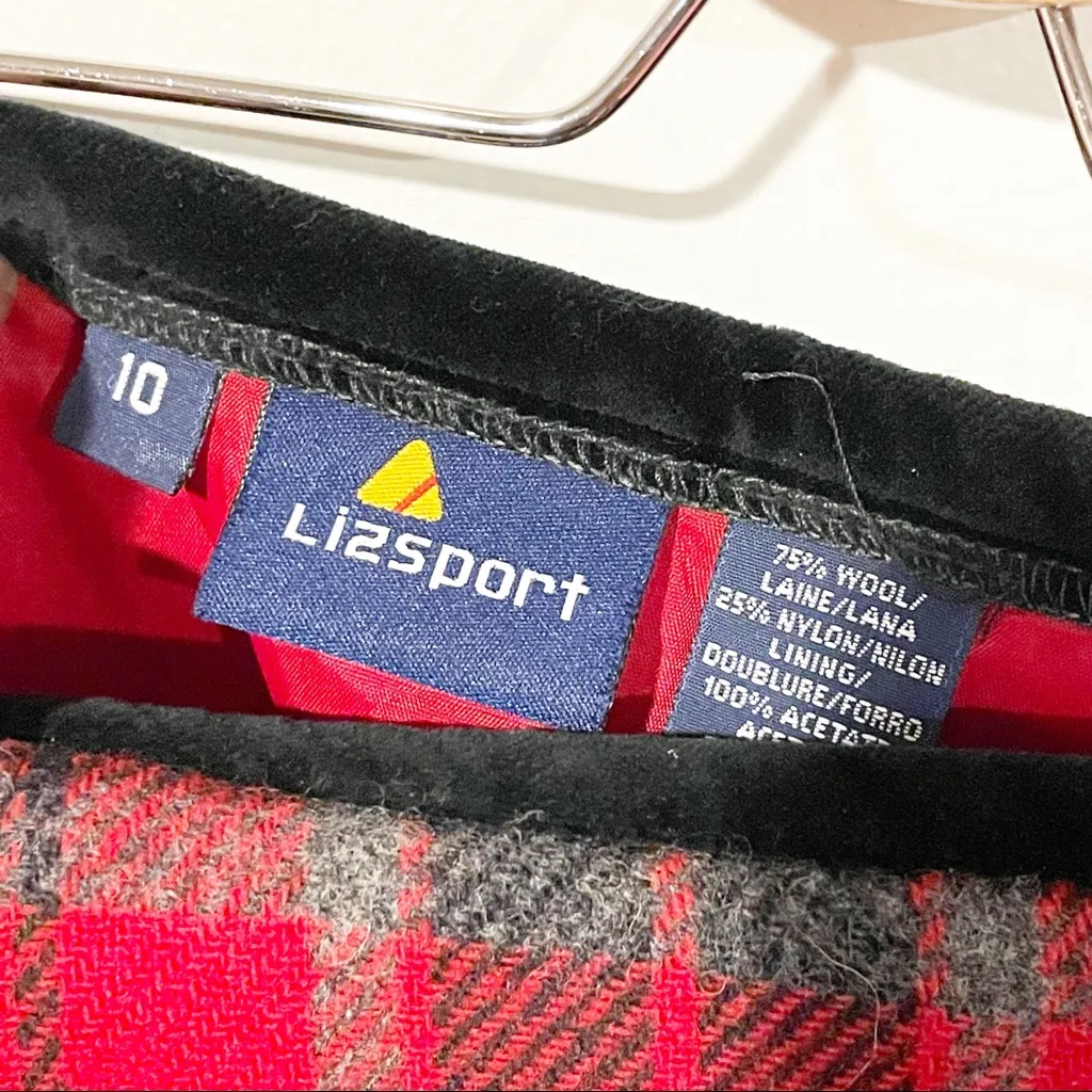 Liz‎ Sport Vintage Y2K Size 10 Red Wool Plaid Wrap Mini Skirt Women - Image 3
