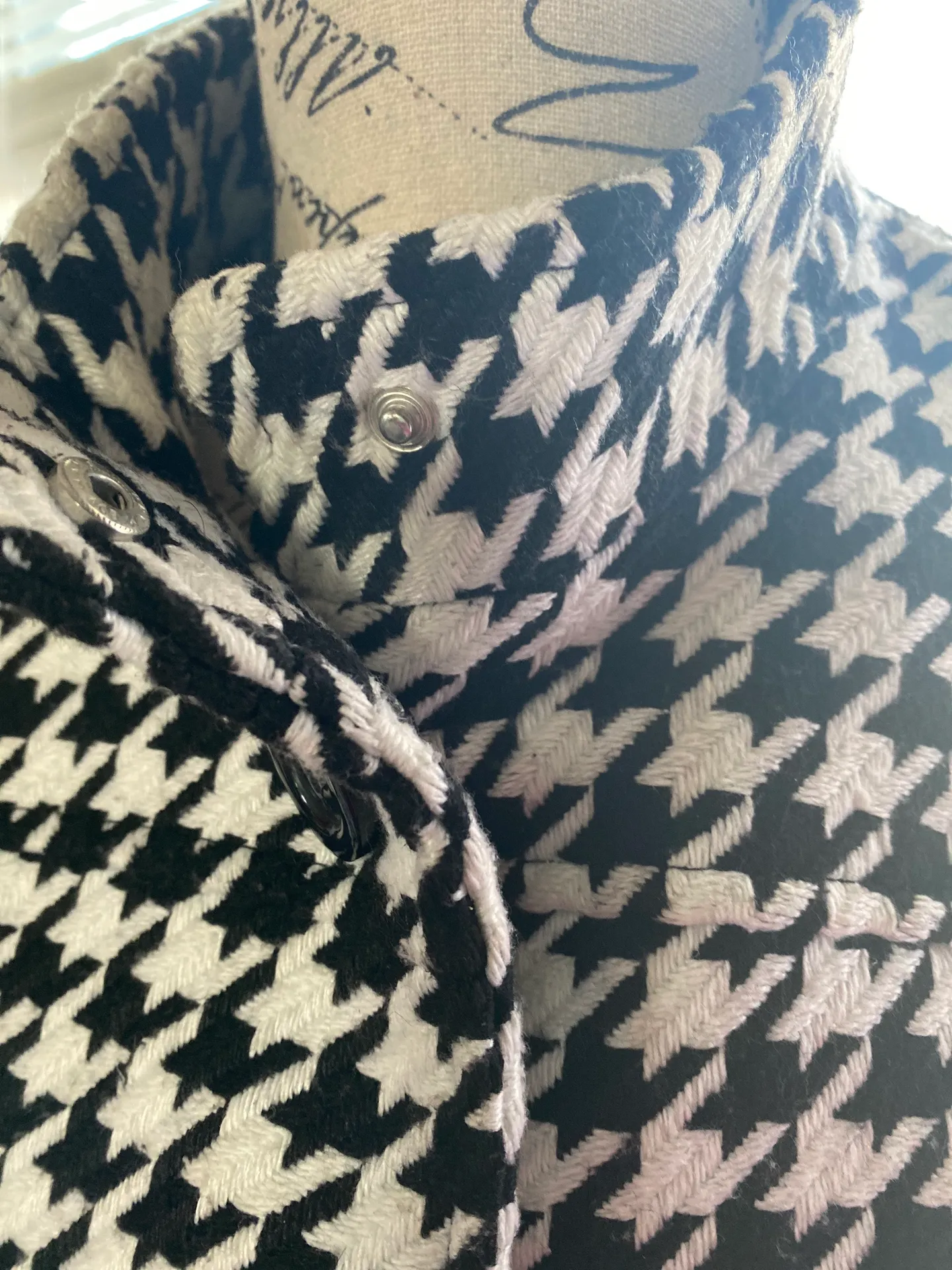 Houndstooth A Line Trench Coat White Size XL petite - Image 6