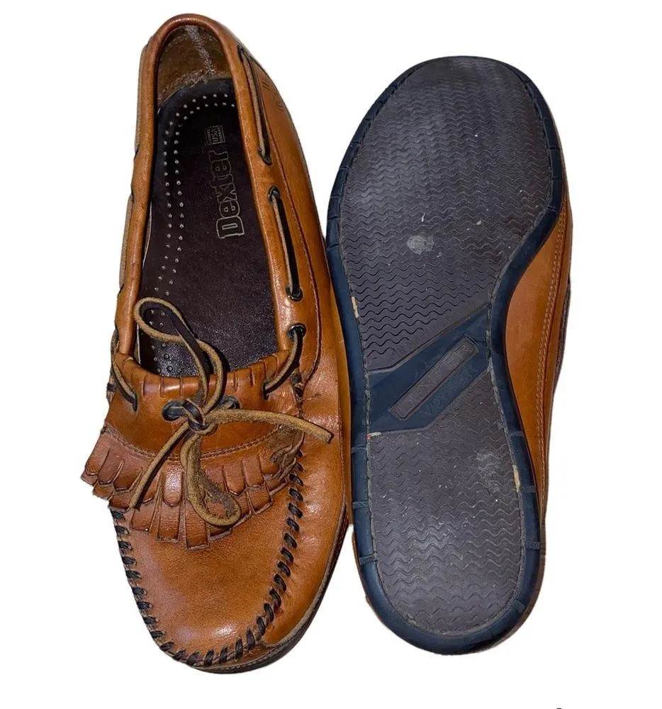 Dexter VTG Brown Leather Slip On Shoes with Fringe Loafers 90’s Size 9 - Image 8