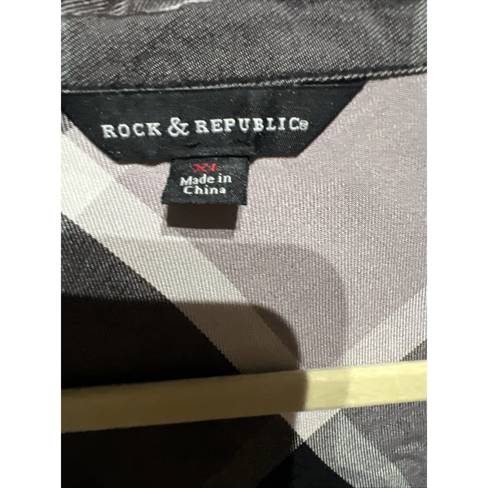 Rock & Republic Plaid Shirt Dress Black & White Women’s Xl - Image 2