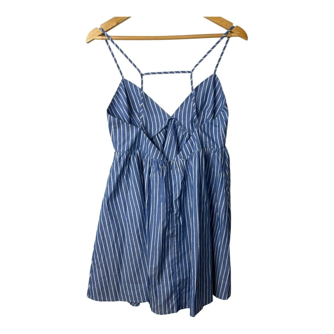 Pants Store Blue Striped Gone Coastal Mini Dress Strappy Back Size Medium NWT - Image 6