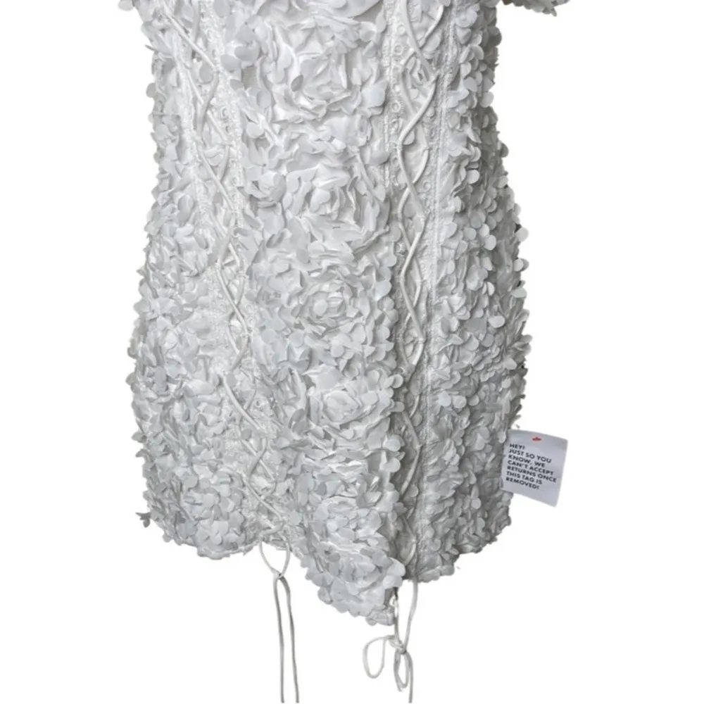 ASOS LUXE 3D floral corset mini dress with puff sleeves in white sz 6 - Image 5