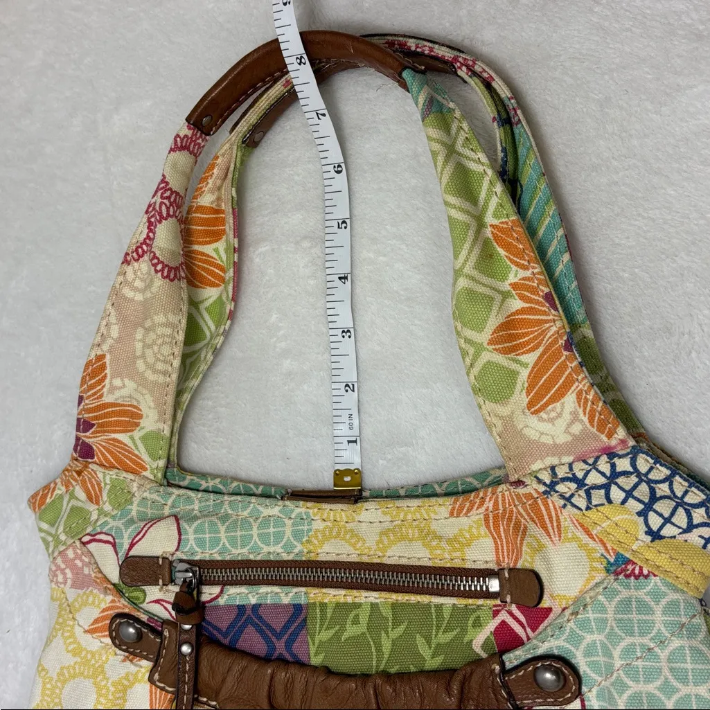 Vintage Fossil Original Brand Patchwork/Floral Canvas Bag With Leather Detail - Image 8