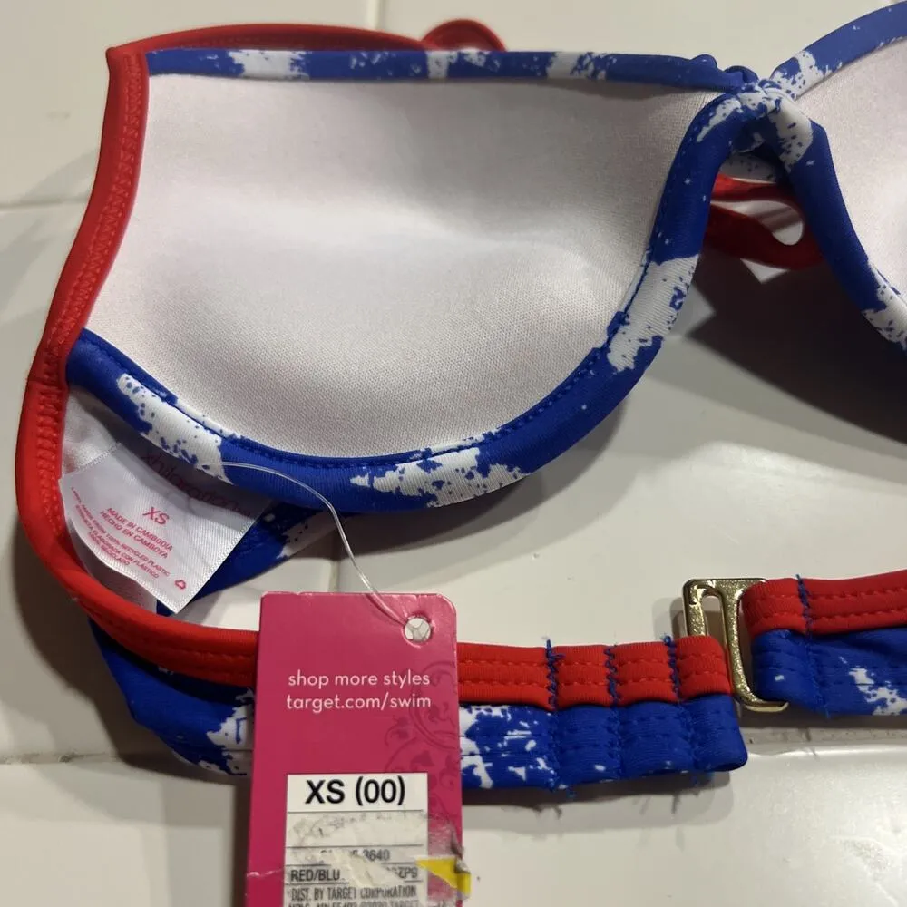 Xhillaration Juniors' Underwire Push Up Bikini Top - Blue/White Star, XS NWT - Image 3