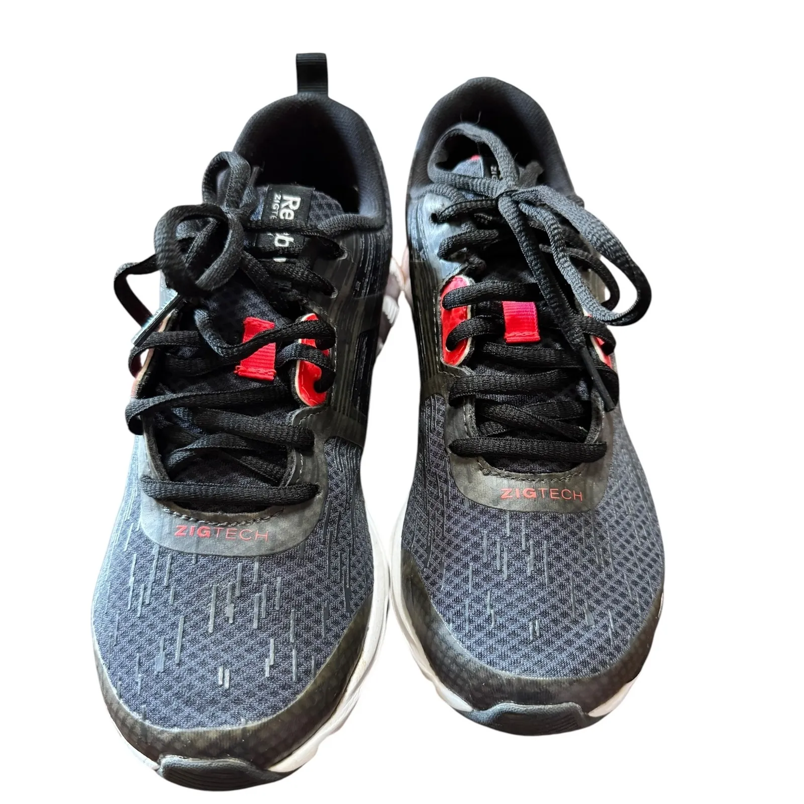 Reebok ZigTech Athletic Running Shoes Comfort Lightweight Black Red Size‎ 6.5 - Image 4