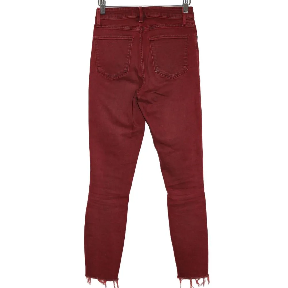 Abercrombie & Fitch Simone High Rise Ankle Burgundy Red Denim Jeans Size 25 0 - Image 2
