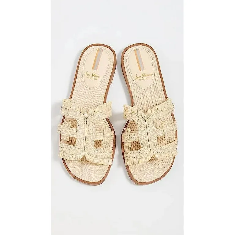 Sam Edelman Bay Natural Raffia Sandals Slides Slip On Straw Resort Size 7.5 - Image 2