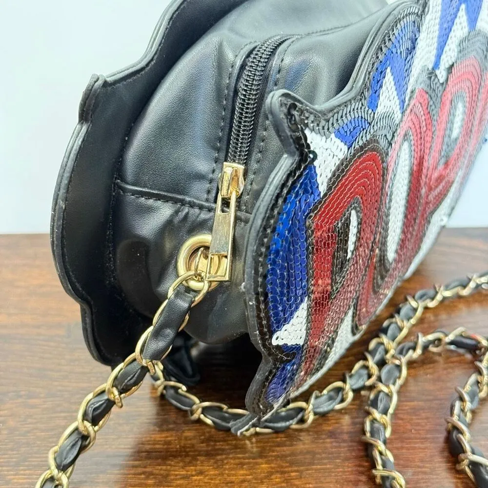 Nila Anthony Women’s POP sequin shoulder purse 7x11" 23" Strap Blue - Image 6