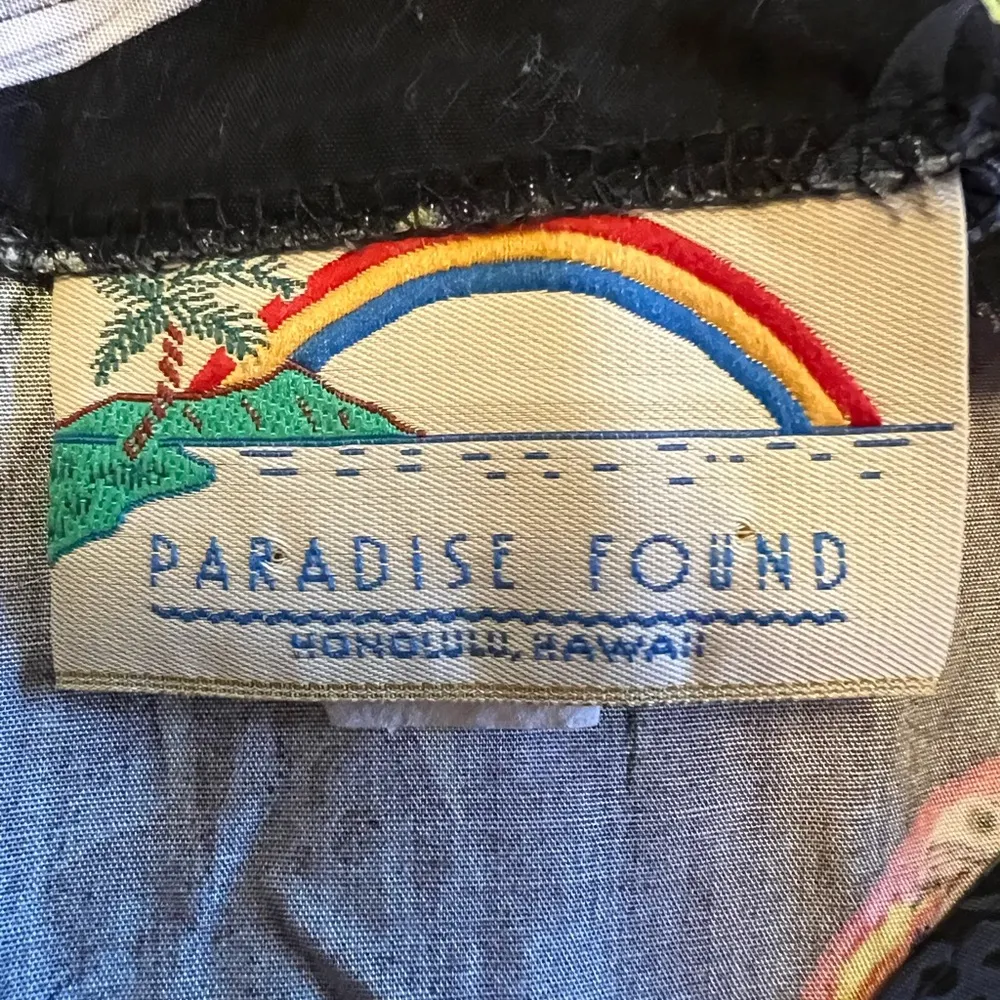 Paradise Found Hawaii Vintage Hawaiian Button Down Cropped Shirt Macaws Birds XS - Image 9