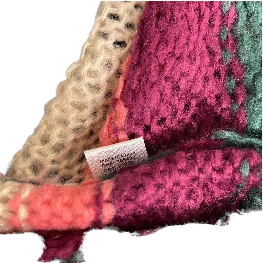 ELAN Sweater Pullover V Neck Stripe Multi Color Cozy Comfy Size Large - Image 7