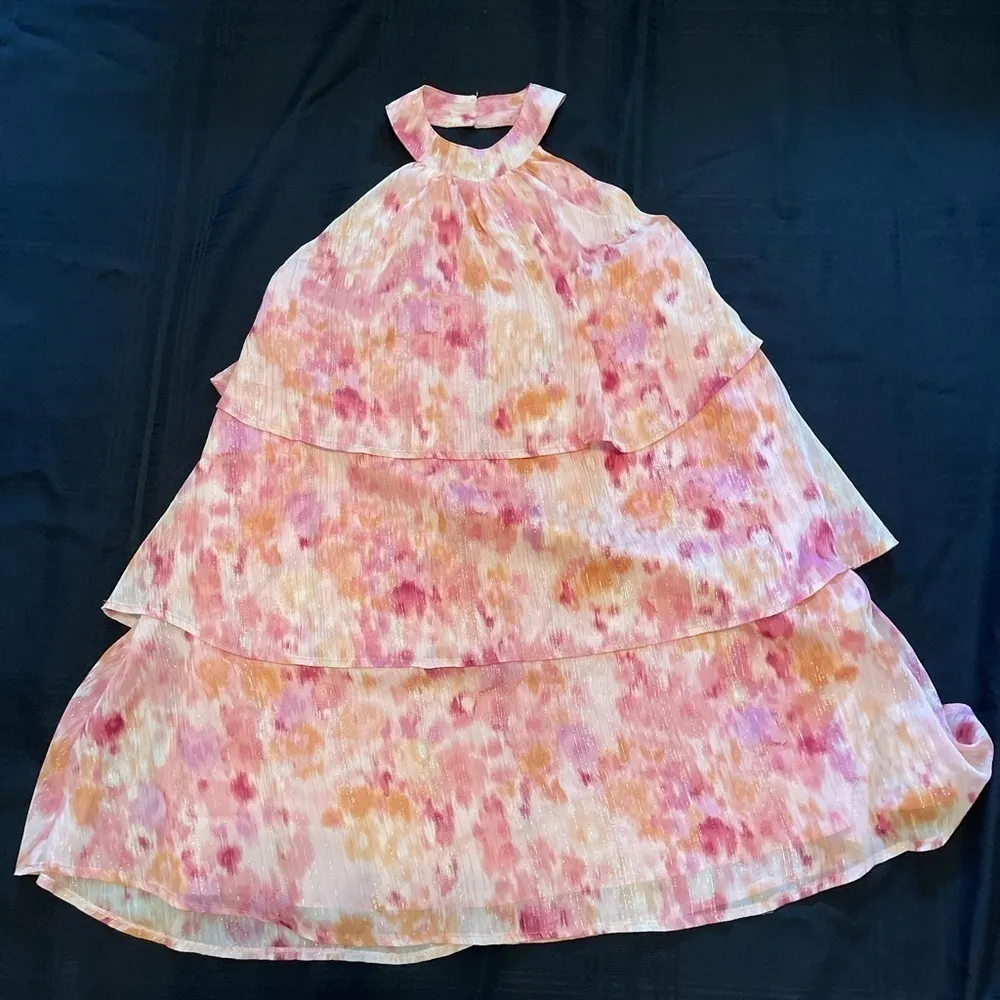 Andthewhy pink chiffon halter tiered dress. NWT - Image 4