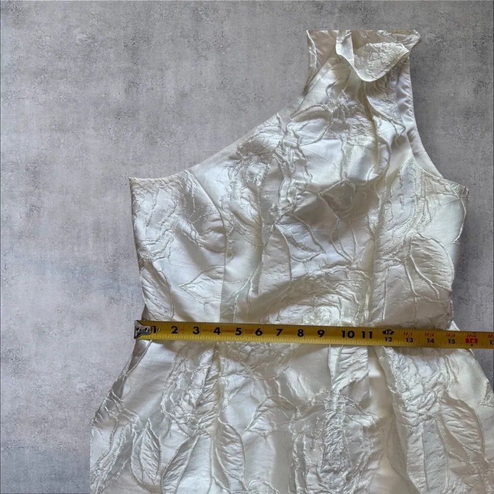 HALSTON HERITAGE Ivory Jacquard Mini Dress With Pockets Size 8 - Image 11