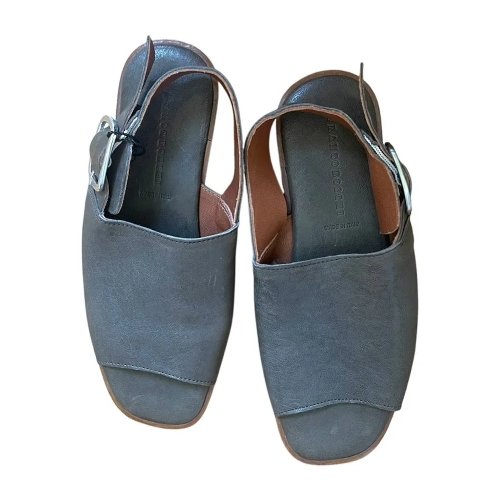 Franco Boschi Italy Leather Flat Sandals Green with Buckle Women Sz 38 - Image 3