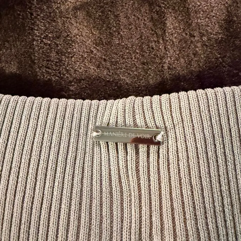 NWT Moniere De Voir Flared Knitted Laced Up Leggings Ivory Small - Image 6