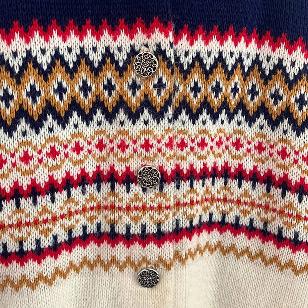 Amana Colonies Vtg Womens Fair Isle Sweater Large Wool Cardigan Knit Nordic - Image 3