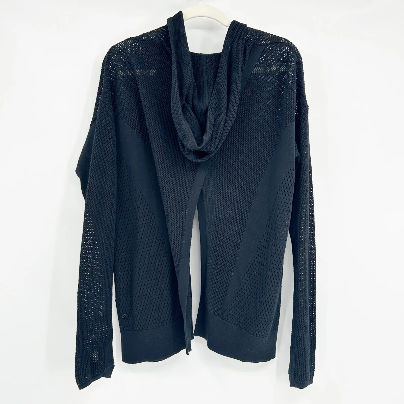 Lululemon Womens Still Movement Wrap Hooded Cotton Blend Cardigan Sweater Black - Image 7