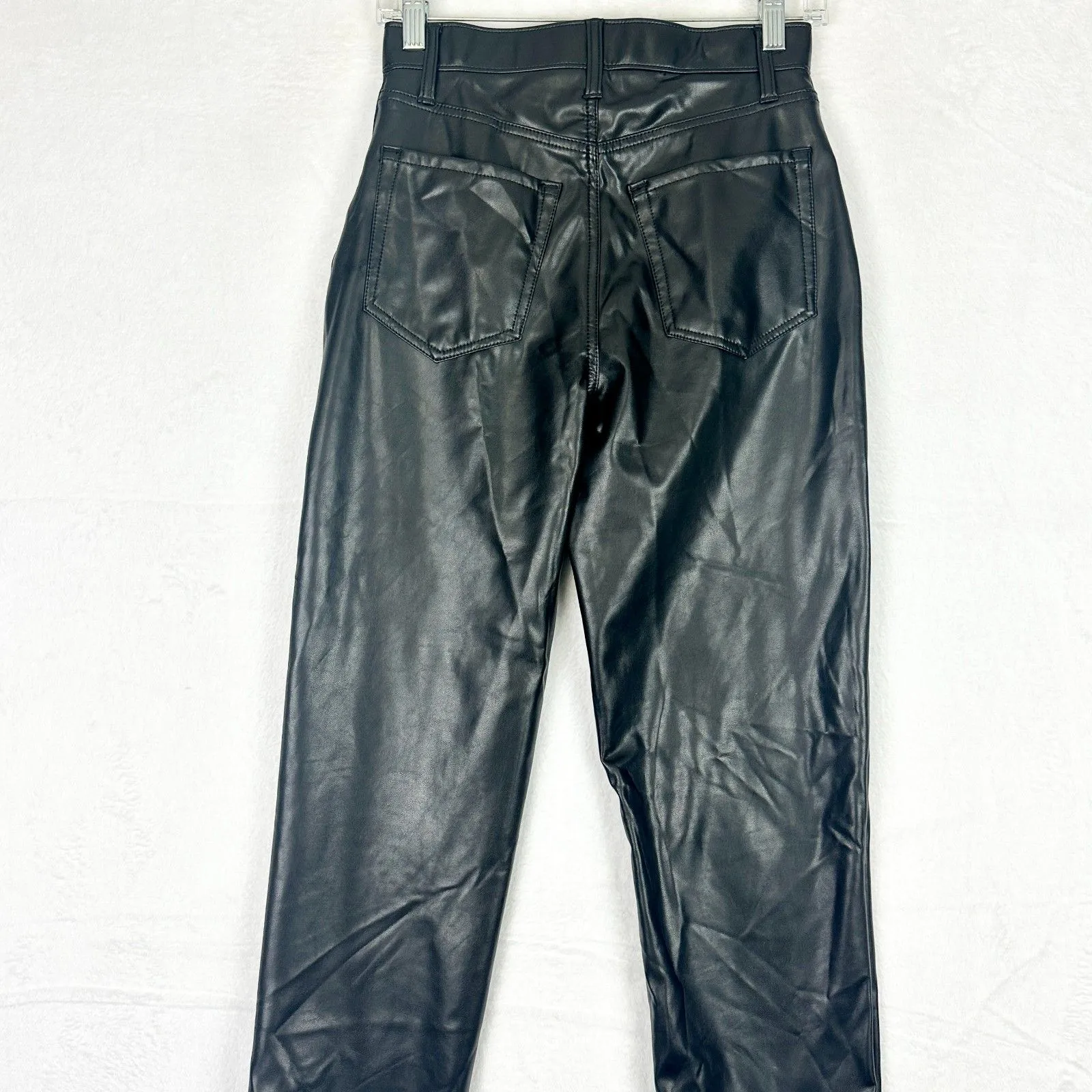 Abercrombie & Fitch Curve Love Vegan Leather Ankle Straight Pant 2 Short NWT - Image 7
