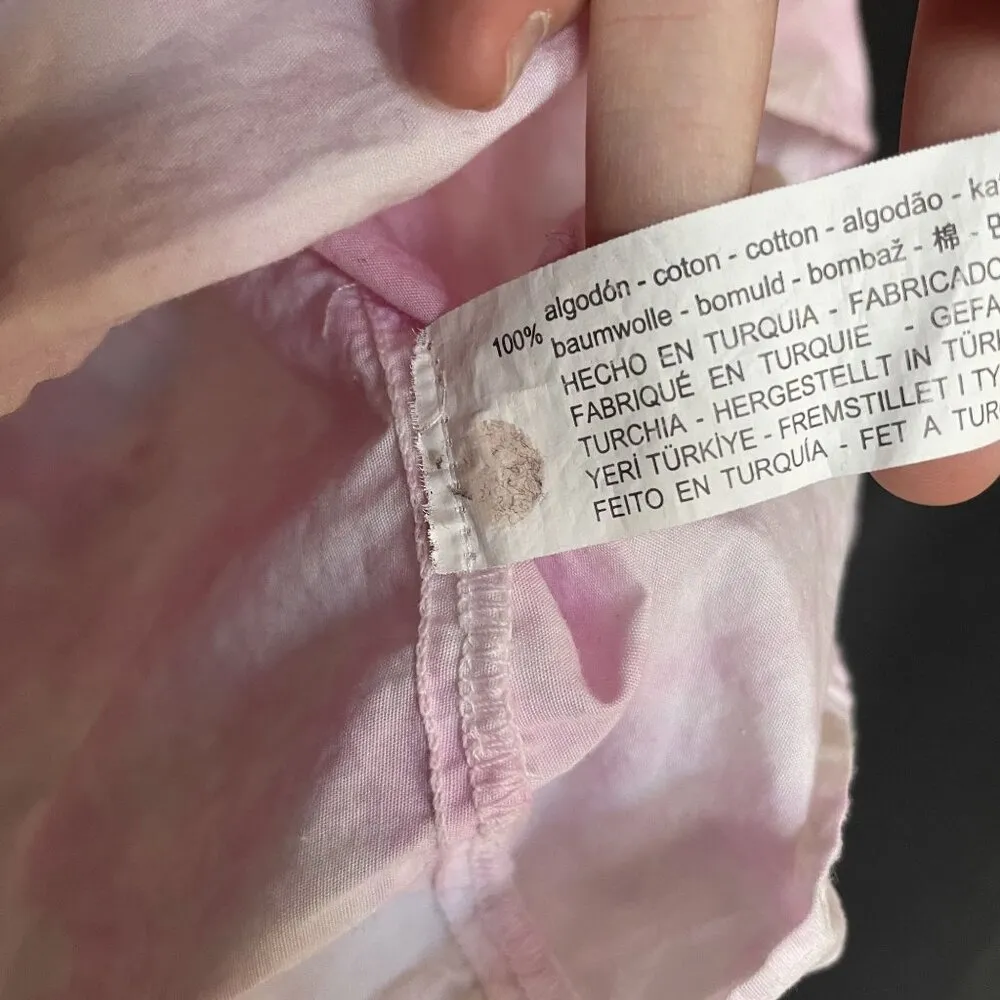 Pink Tie-Dye Ruffle Strap Cotton Top Cropped Women's Size S straight neck - Image 5