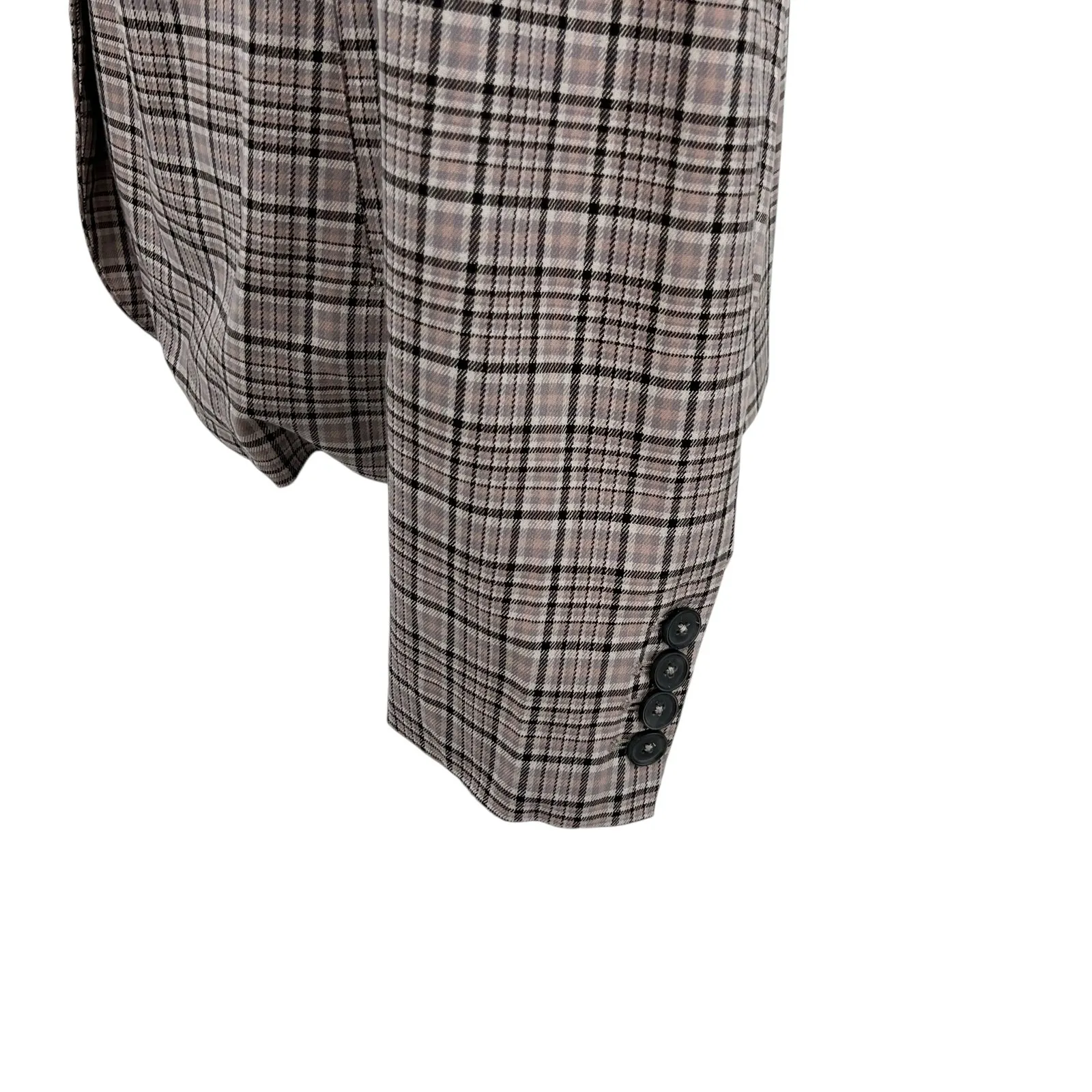 Free People  Cali Plaid Blazer Jacket Gray Neutral‎ Size Large - Image 8