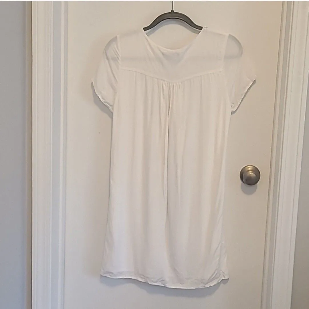 LULUS Women’s DressTassel Tie Front Embroidered Short Sleeve Mini Dress Sz M White Size M - Image 12