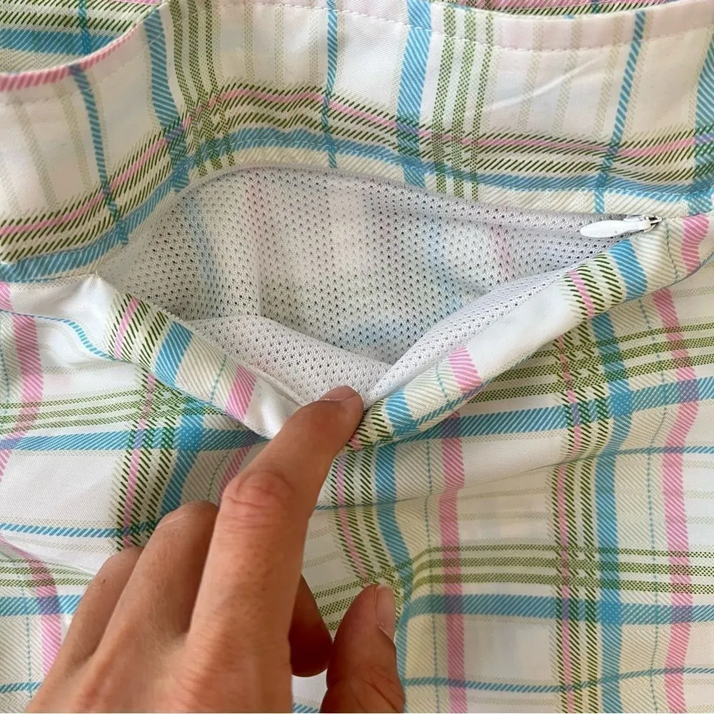 Athleta Pastel Plaid Pleated Golf Skirt Size 12 - Image 4