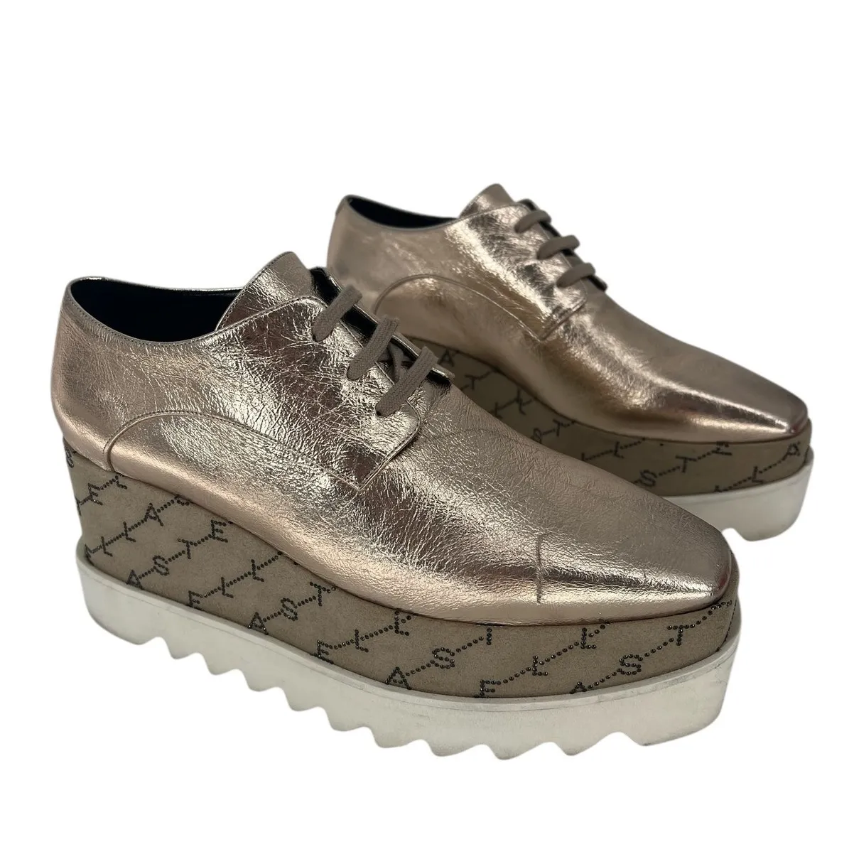 Stella McCartney Rose Gold Elyse Monogram Derbys - Image 4