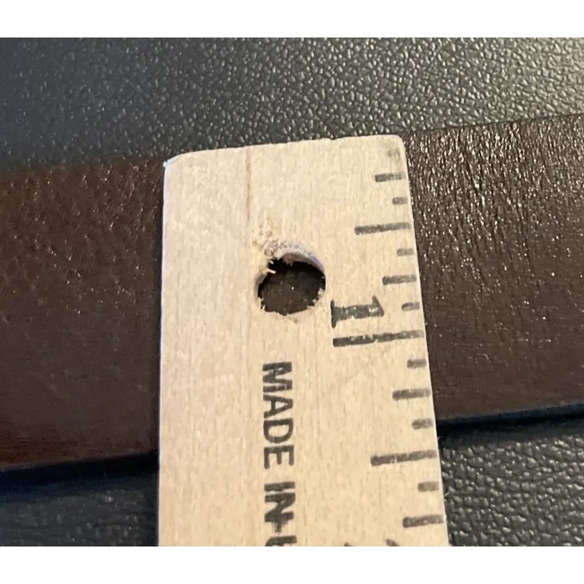 Calvin Klein Y2K Womens Small Brown‎ Buffalo Calf Leather Belt USA Double Buckle - Image 7