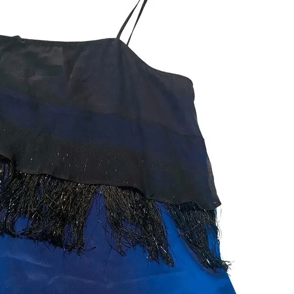 Vena Cava Size M Fringe Ruffle Camis Tank‎ Silk Black Blue Burlesque Feminine Size M - Image 5