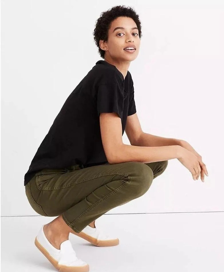 Madewell Whisper Cotton Rib-Crewneck Tee in True Black XXSmall Womens as-is - Image 2