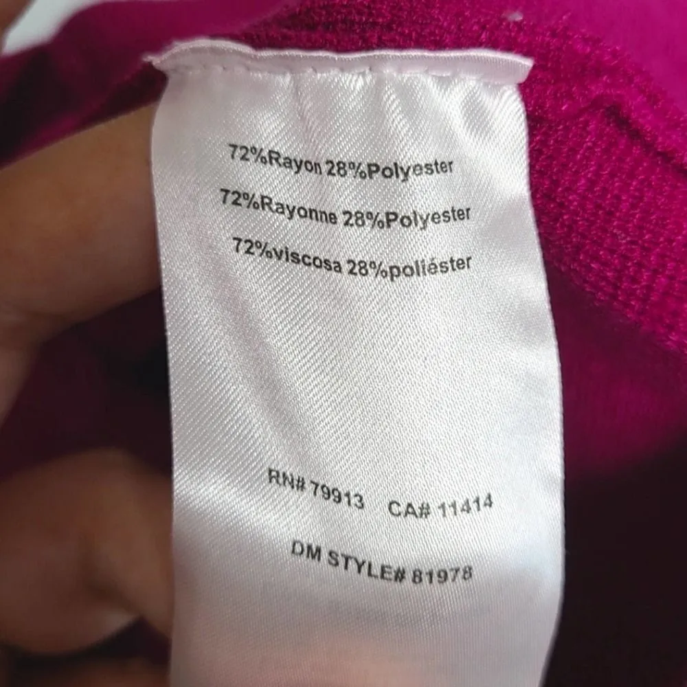 Led Women's Plum 3/4 Sleeve Sweater Size Large Pink - Image 5